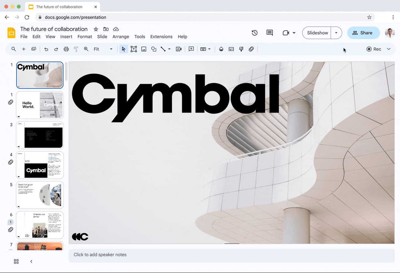 Short shareable videos in Google Slides gif