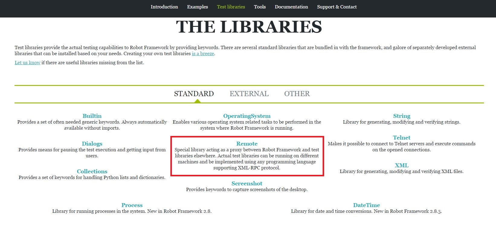 Standard libraries