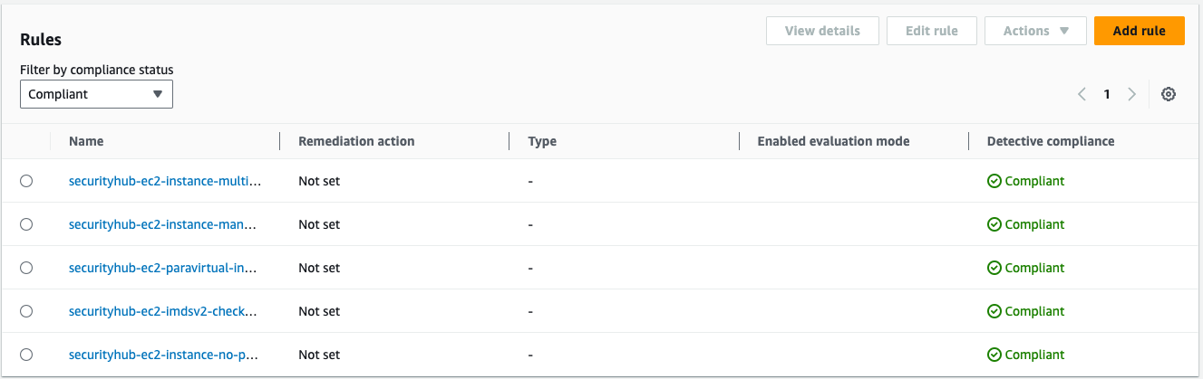 Example of AWS Config rules
