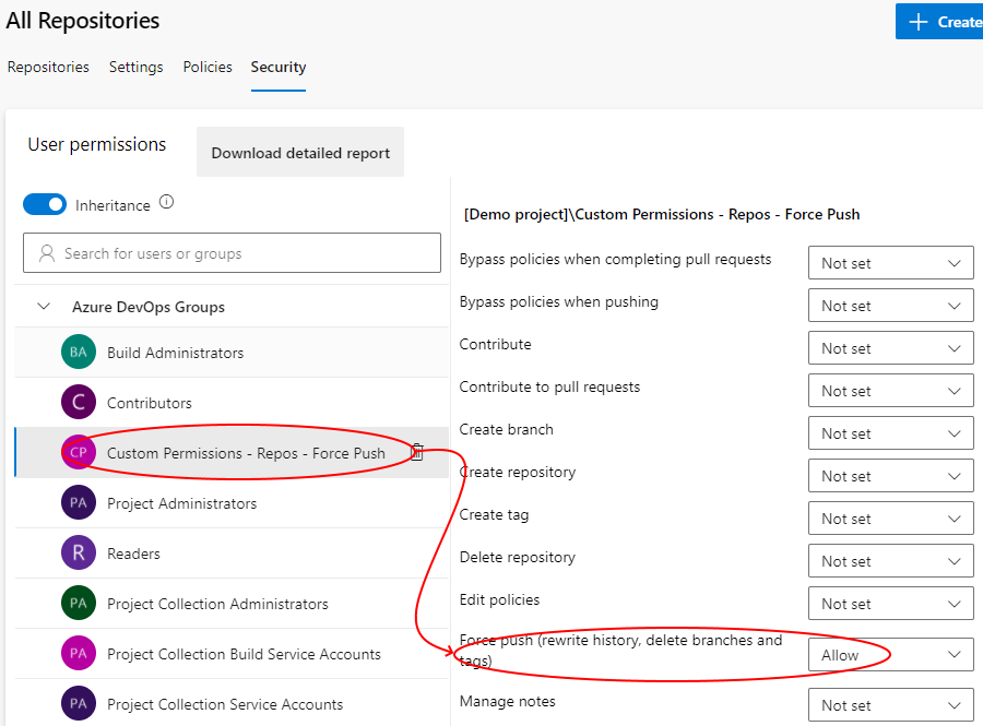 Assign permissions to group