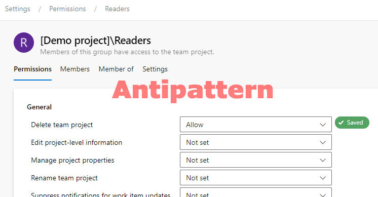 Changing default group permissions