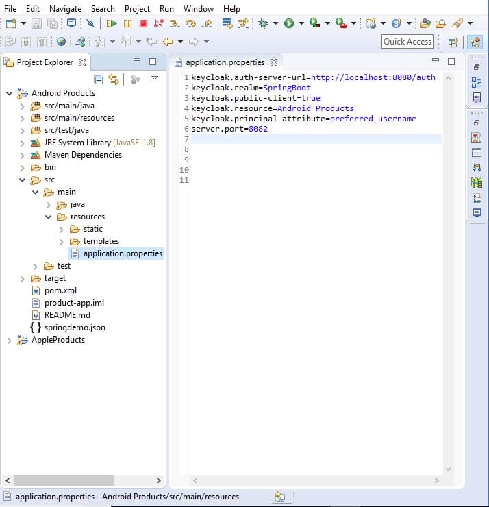 applications.properties file
