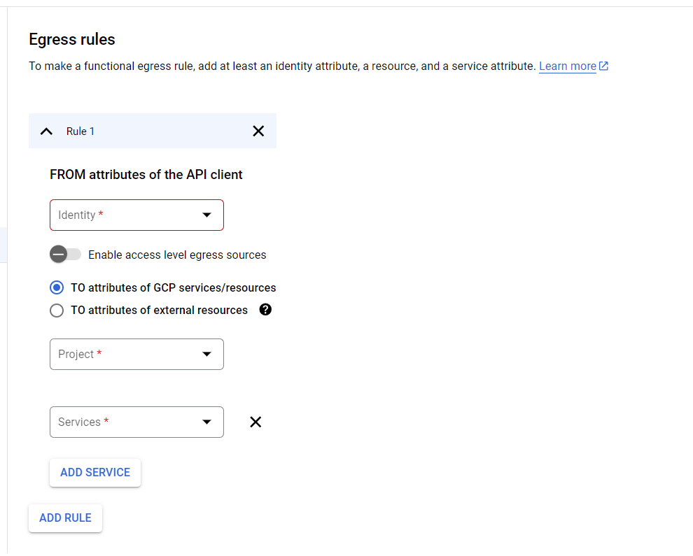 VPC Service Controls Egress Policy configuration