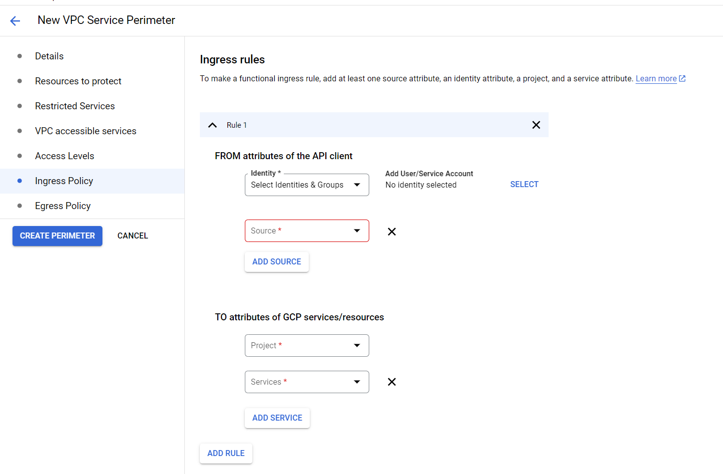 VPC Service Controls Ingress Policy