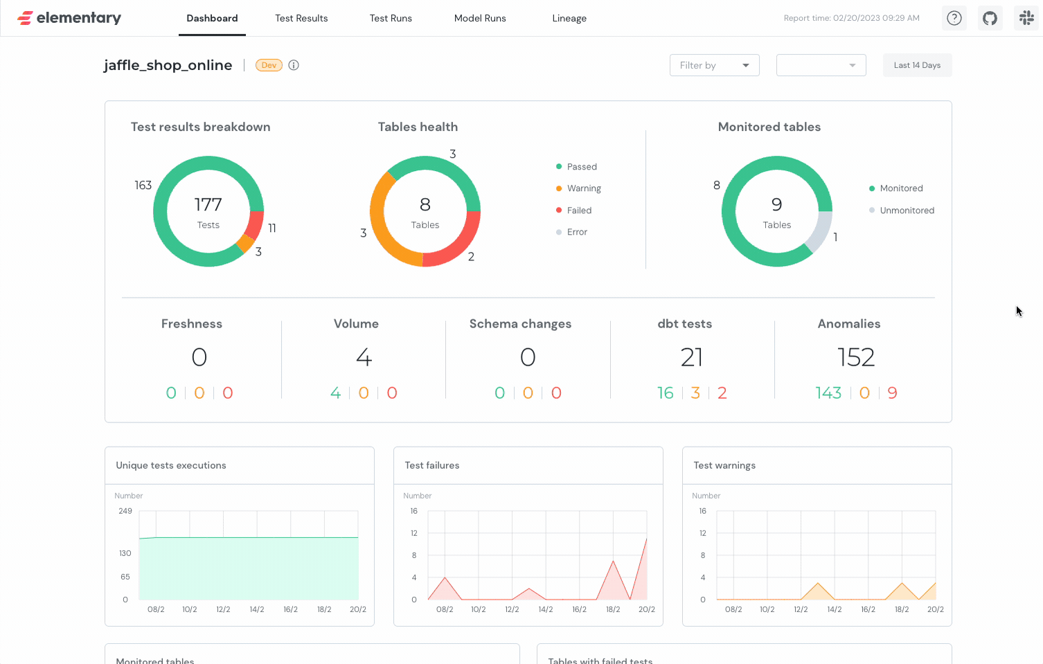 Elementary Demo Dashboard